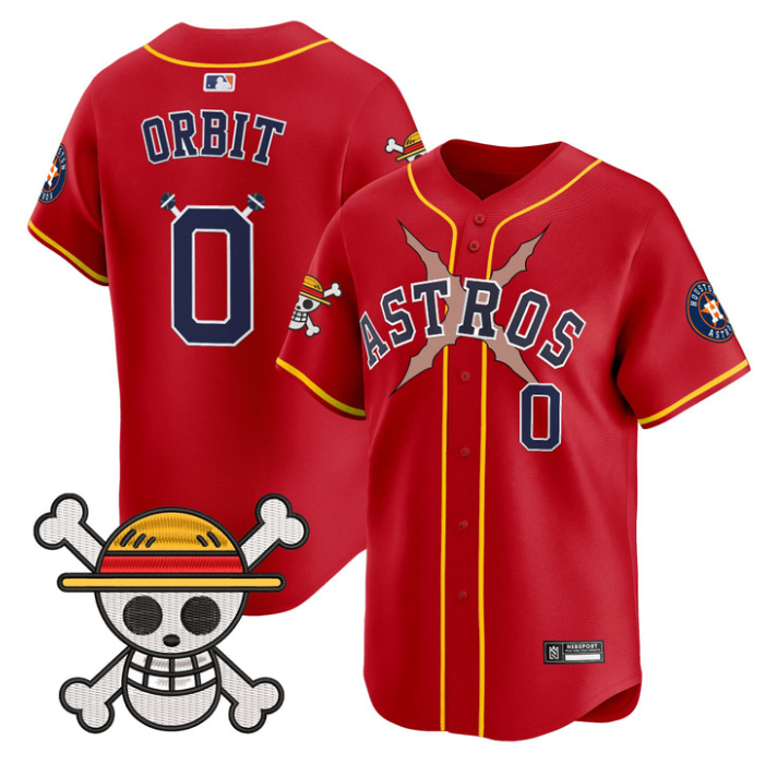 Orbit Jersey #0 Houston Astros One Piece 2025 Vapor Limited Stitched Red