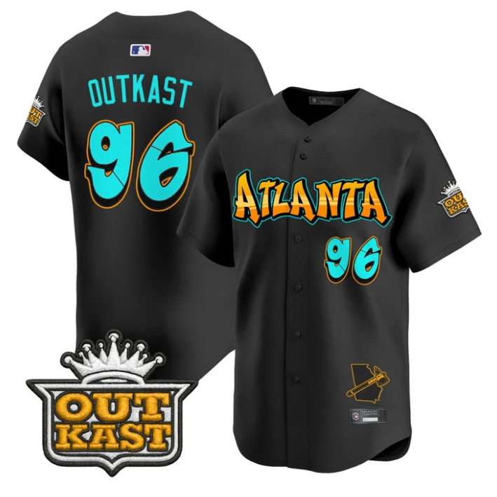 OutKast Jersey #96 Atlanta Braves Graffiti A-Town Edition Stitched Black
