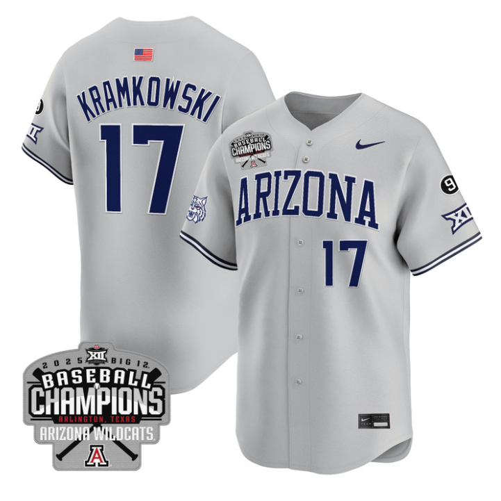 Owen Kramkowski Jersey #17 Arizona Wildcats 2025 Big 12 Champions Vapor Premier Limited Stitched
