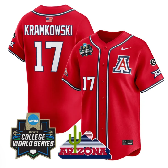 Owen Kramkowski Jersey #17 Arizona Wildcats 2025 World Series Stitched Red