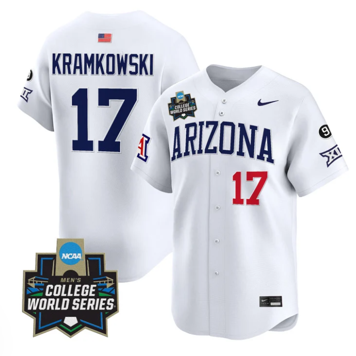 Owen Kramkowski Jersey #17 Arizona Wildcats 2025 World Series Stitched White