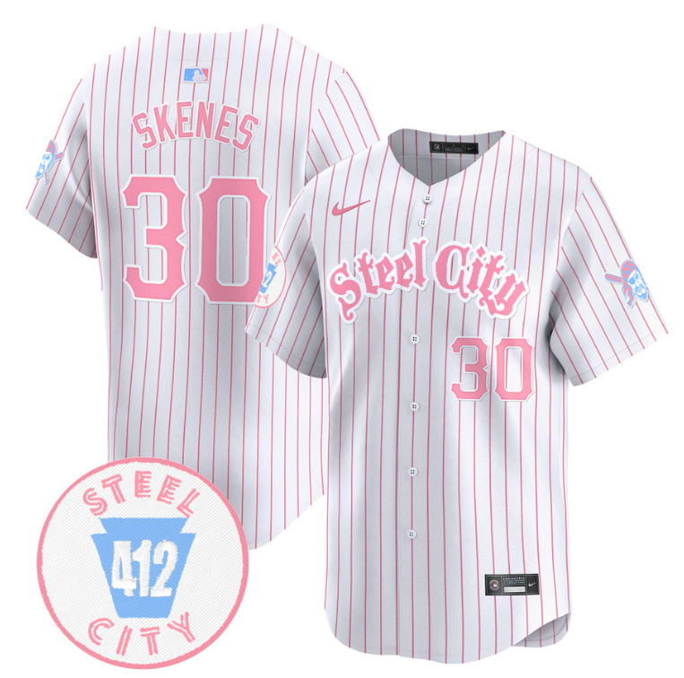 Paul Skenes Jersey #30 Pittsburgh Pirates Bubblegum Pink Vapor Premier Limited Stitched Pinstripe