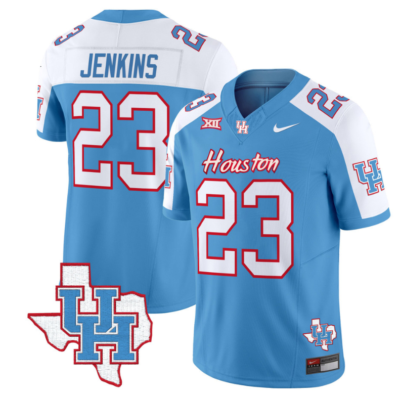 Parker Jenkins Jersey #23 Houston Cougars Oilers Inspired Vapor College Football Limited Stitched Blue Alterante