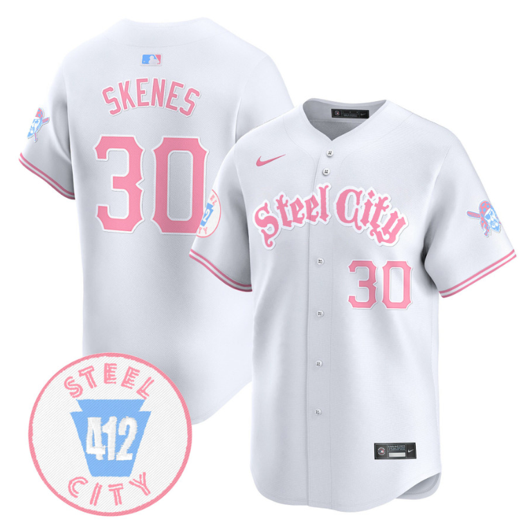 Paul Skenes Jersey #30 Pittsburgh Pirates Bubblegum Pink Vapor Premier Limited Stitched White