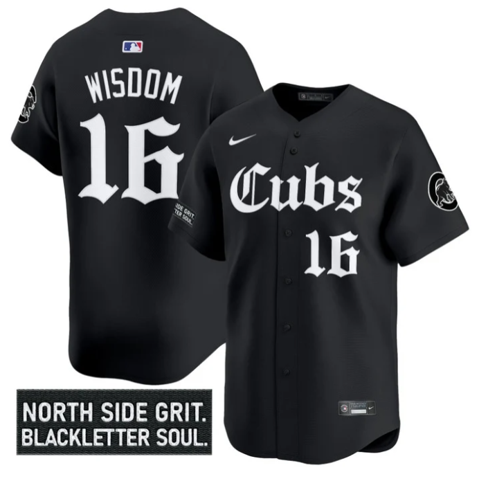 Patrick Wisdom Jersey #16 Chicago Cubs Gothic North Side Edition Vapor Limited Stitched Black