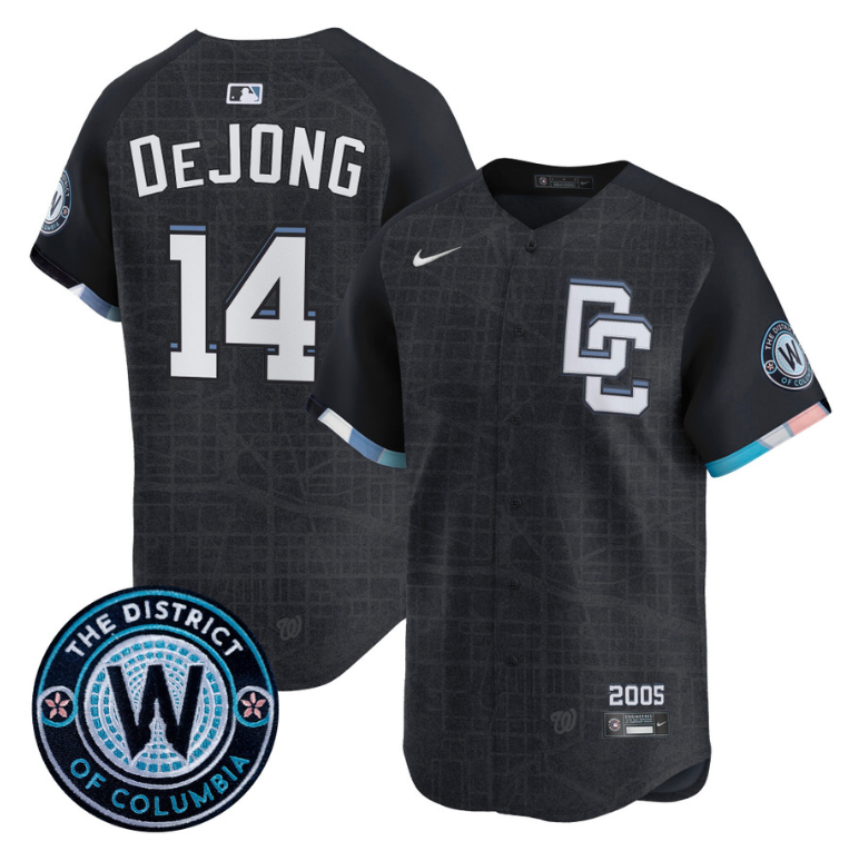 Paul DeJong Jersey #14 Washington Nationals 2025 City Connect Premier Limited Stitched Navy