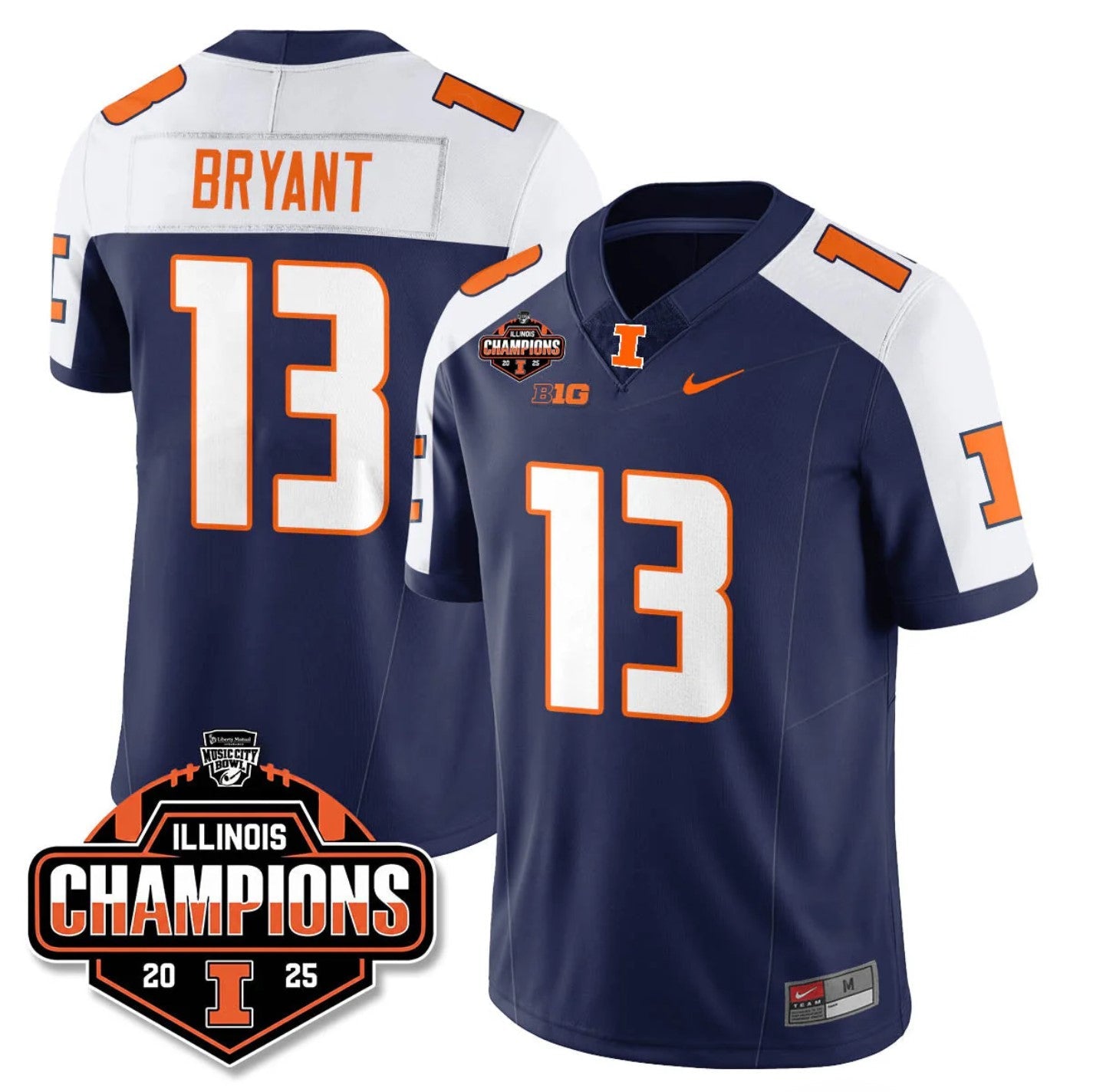 Pat Bryant Jersey #13 Illinois Fighting 2025 Music City Bowl Champions Stitched