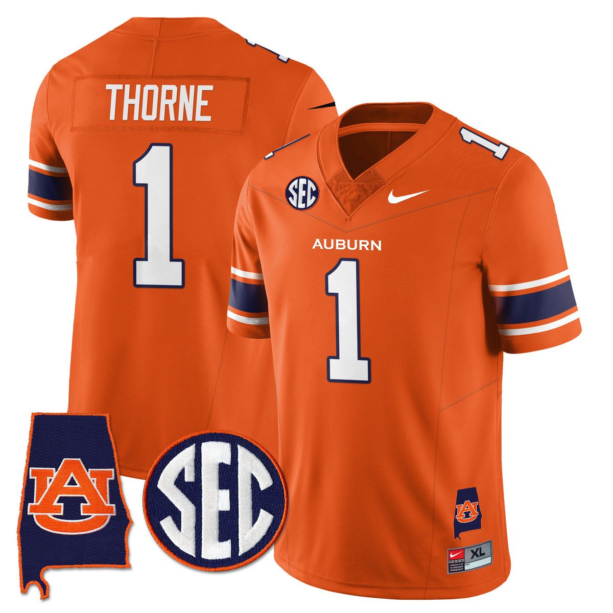 Payton Thorne Jersey #1 Auburn Tigers Alabama Patch Vapor Stitched Orange