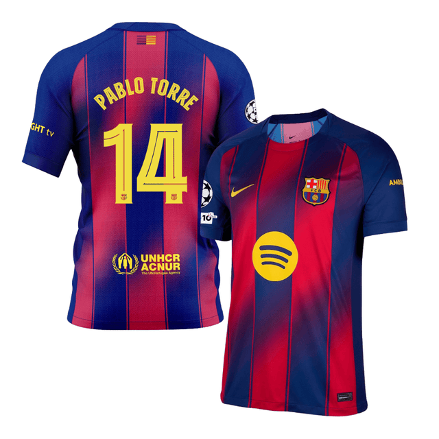 Pablo Torre 14 Barcelona 2025-26 Home Jersey – Scarlet