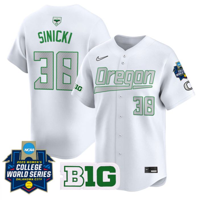 Paige Sinicki Jersey #38 Oregon Ducks Softball 2025 World Series Stitched White