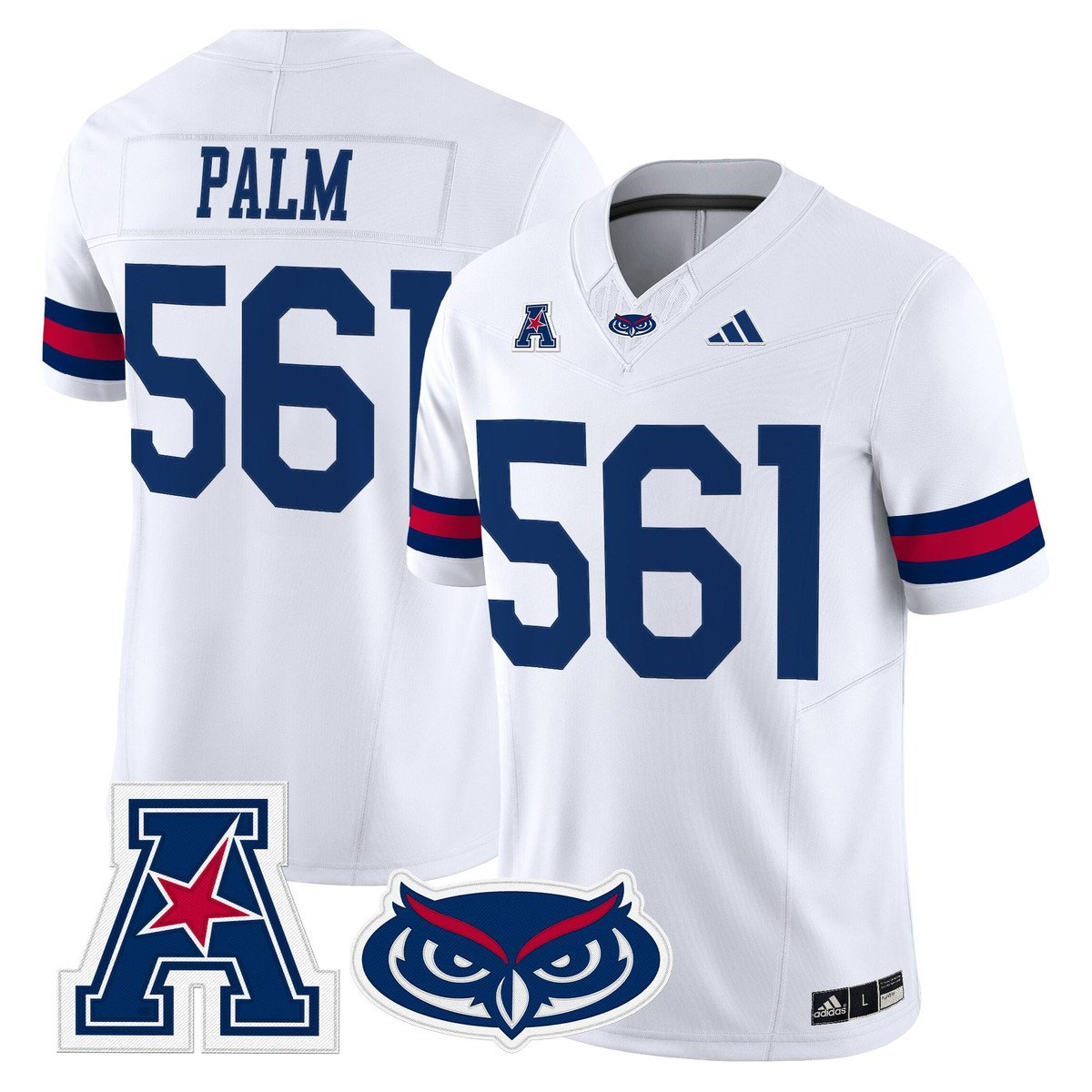 Palm Jersey #561 Florida Atlantic Owls 2025 All Stitched White