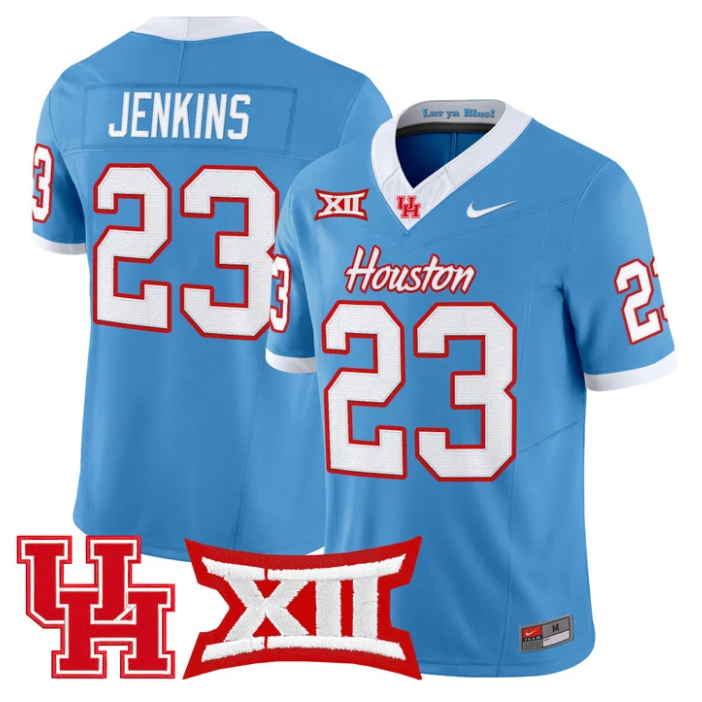 Parker Jenkins Jersey #23 Houston Cougars 2025 Vapor Limited Stitched Light Blue