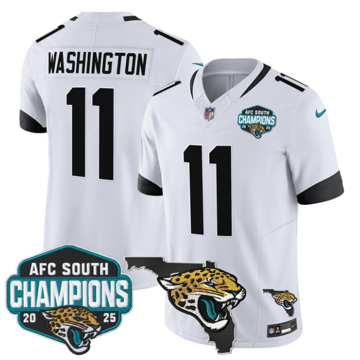 Parker Washington Jersey #11 AFC South Division Champions 2025 Florida White