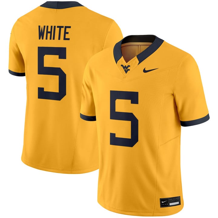 Pat White Jersey #5 West Virginia Mountaineers 2025 Limited Stitched Gold