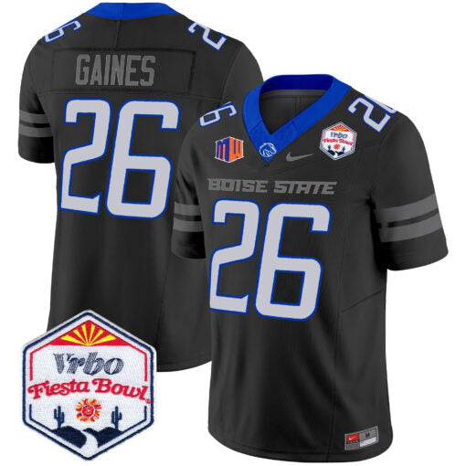 Sire Gaines Jersey #26 Boise State Broncos 2025 Fiesta Bowl Patch Vapor Black