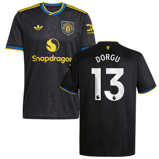 Patrick Dorgu 13 Manchester United 2025-26 Third Match Jersey – Black