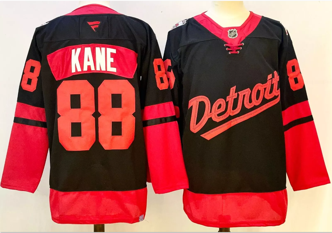 Patrick Kane Jersey #88 Detroit Red Wings 2025 Stadium Series Stitched Black