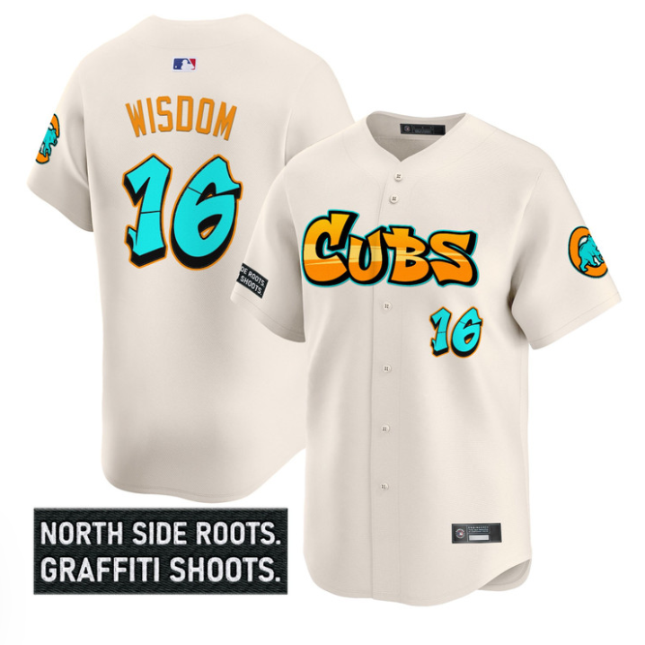 Patrick Wisdom Jersey #16 Chicago Cubs Graffiti North Side Edition Cream