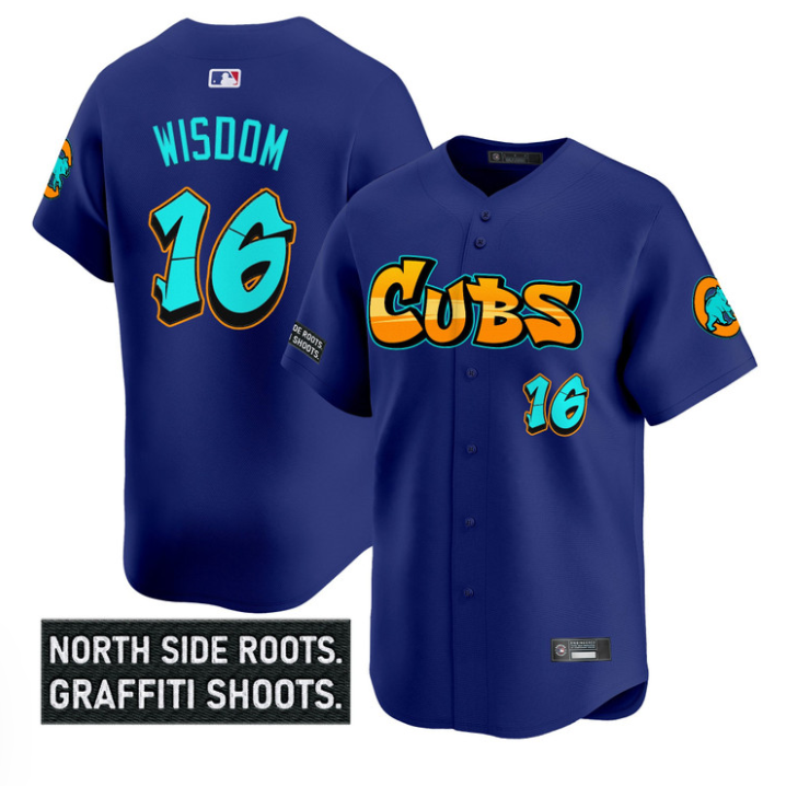 Patrick Wisdom Jersey #16 Chicago Cubs Graffiti North Side Edition Royal