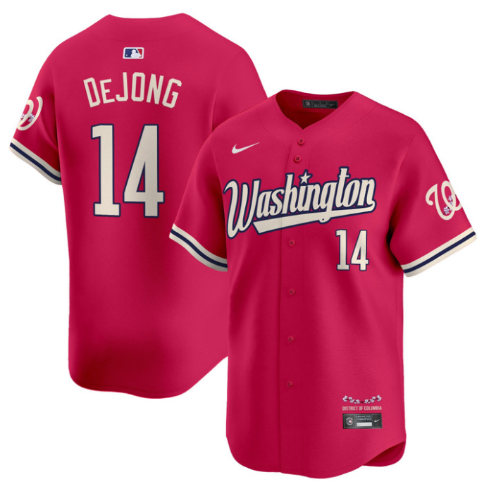 Paul DeJong Jersey #14 Washington Nationals Vapor Limited All Stitched Pink