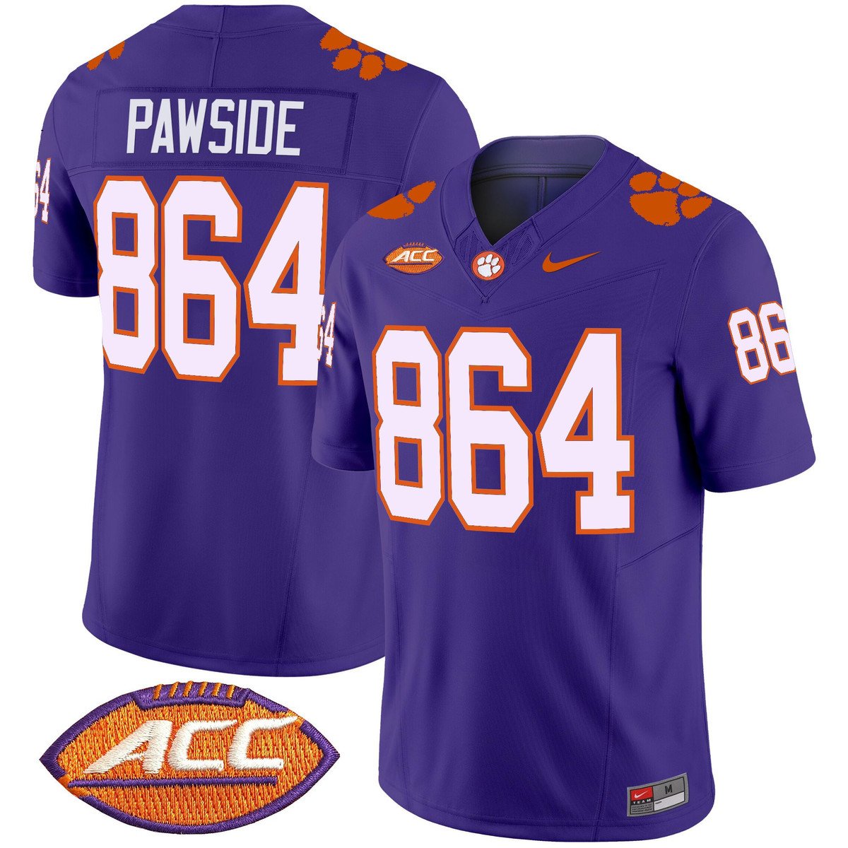 PawSide Jersey #864 Clemson Tigers 2025 Vapor Limited Stitched Purple