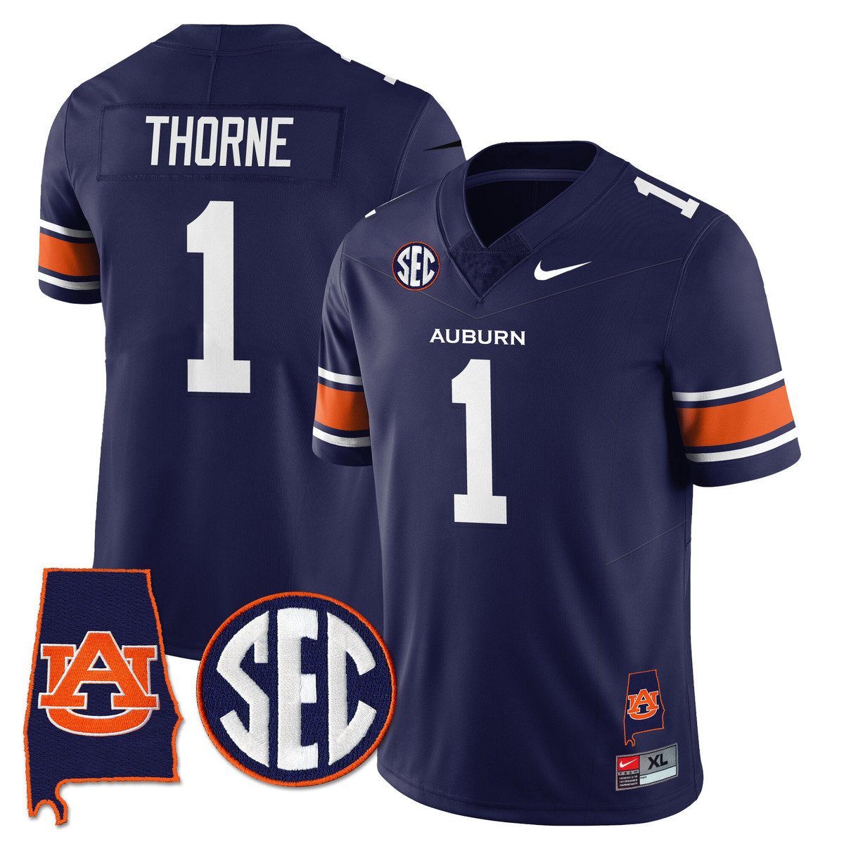 Payton Thorne Jersey #1 Auburn Tigers Alabama Patch Vapor Stitched Navy