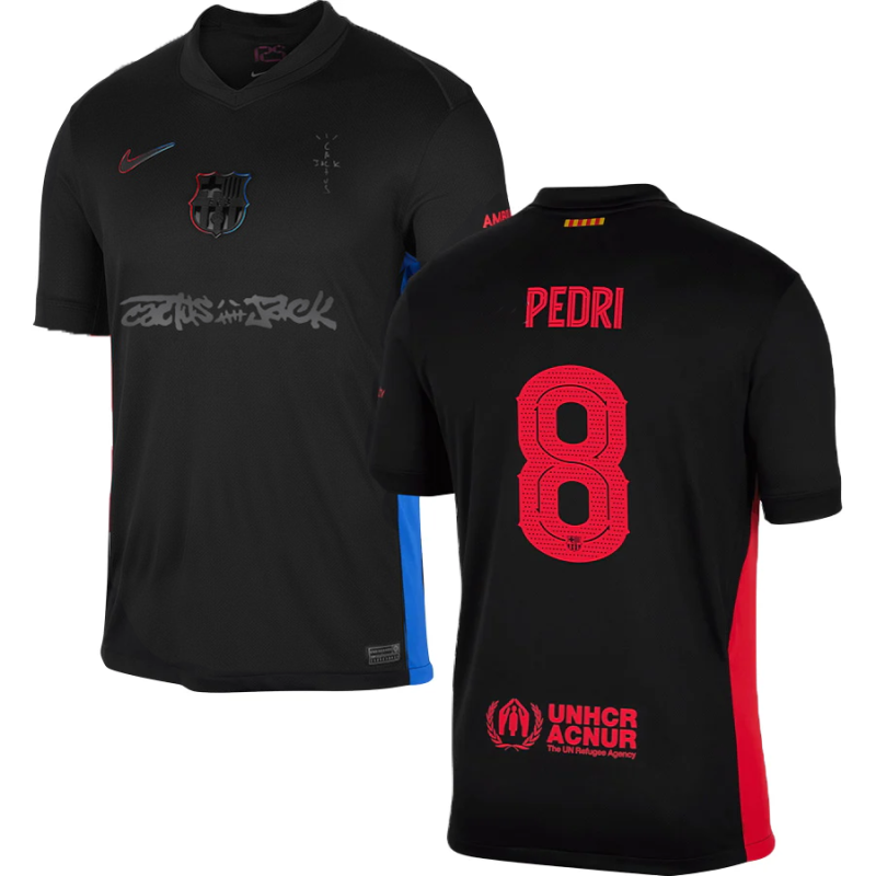 Pedri #8 Barcelona x Travis Scott 2025 Away Jersey – Black