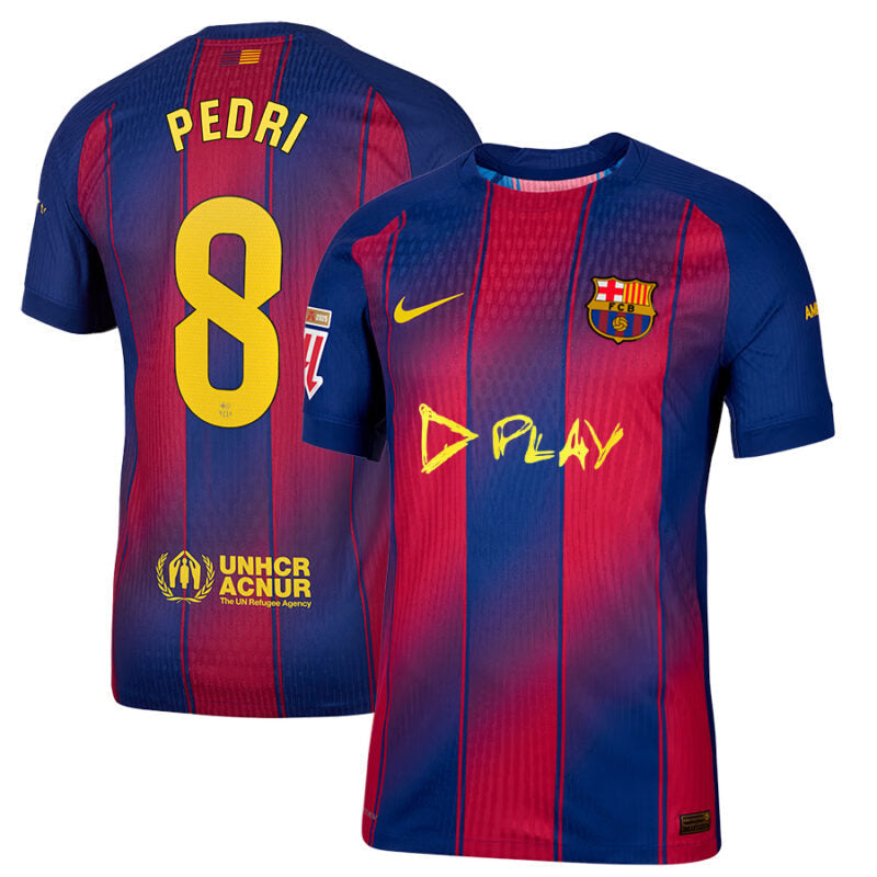 Pedri #8 FC Barcelona x Ed Sheeran 2025-26 Home Match Jersey – Red blue