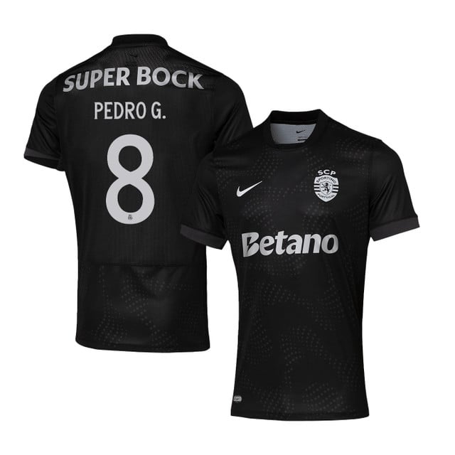 Pedro Gonçalves 8 Sporting CP 2025-26 Away Match Jersey – Black