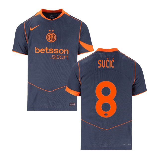 Petar Sučić 8 Inter Milan 2025-26 Third Match Jersey – Gray
