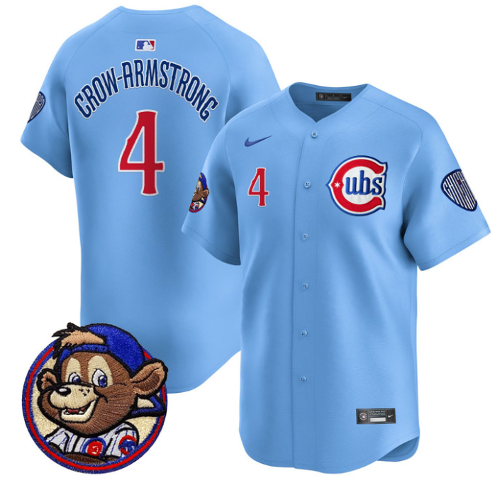 Pete Crow-Armstrong Jersey #24 Chicago Cubs Clark Patch Vapor Premier Limited Stitched Blue