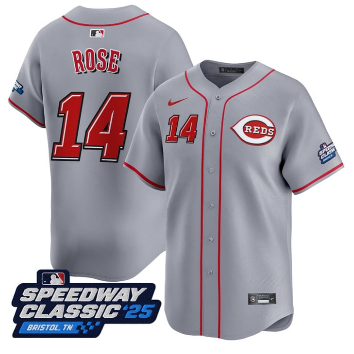 Pete Rose Jersey #14 Cincinnati Reds Speedway Classic Limited Stitched Gray