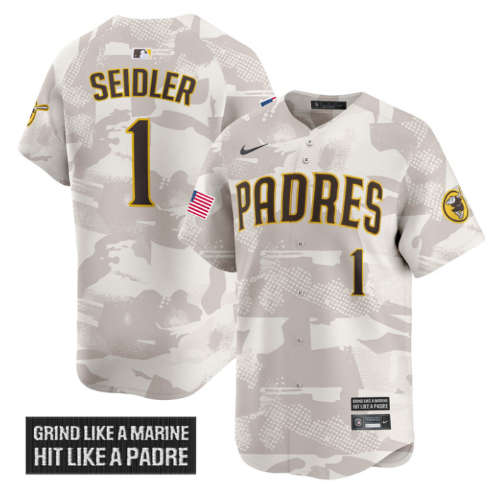 Peter Seidler Jersey #1 San Diego Padres 2025 Armed Forces Day Vapor Stitched Camo