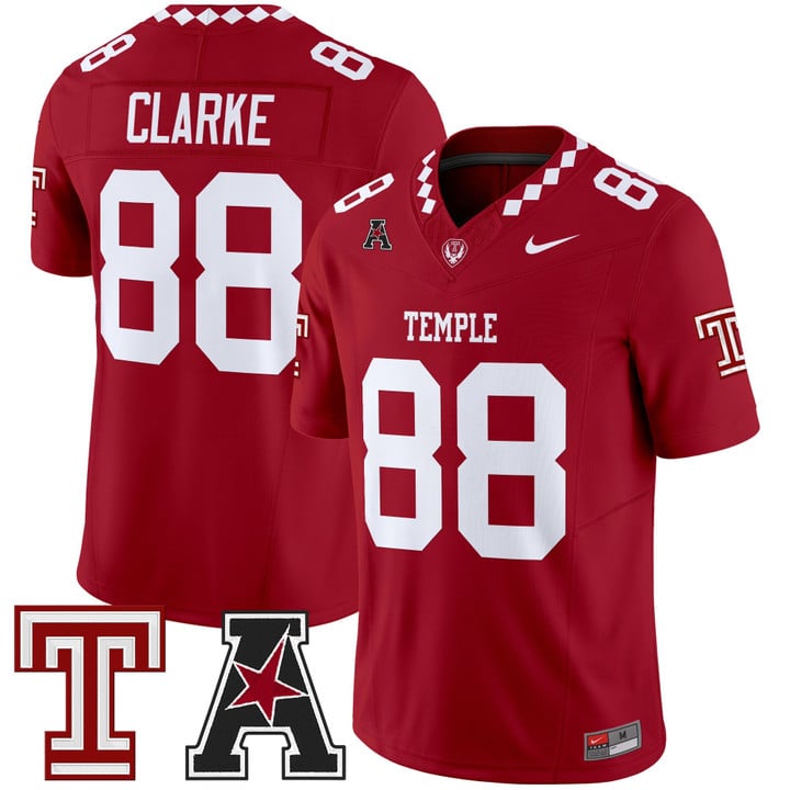 Peter Clarke Jersey #88 Temple Owls 2025 Vapor Limited Stitched