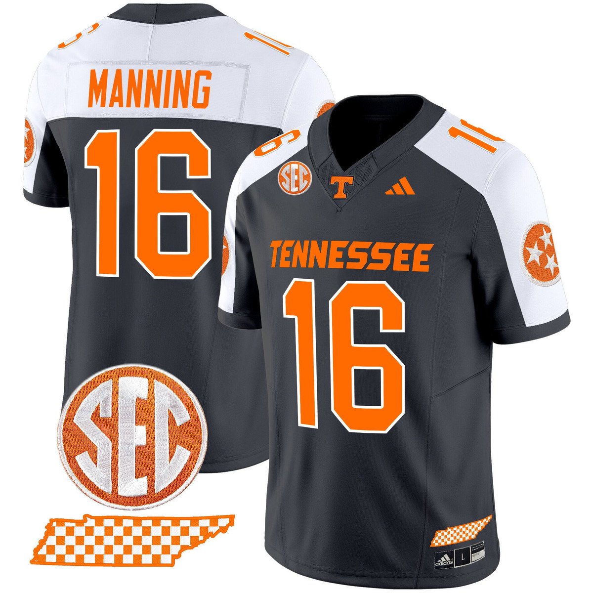 Peyton Manning Jersey #16 Tennessee Vols Rebrand 2026 Checkerboard Grey Alter