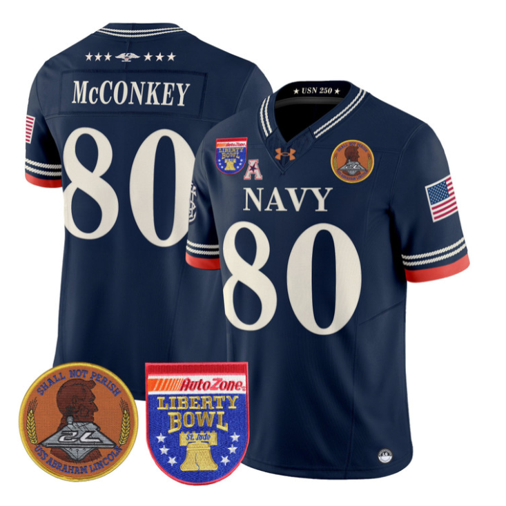 Phil McConkey Jersey #80 Navy Midshipmen 250th 2026 Liberty Bowl Stitched Navy