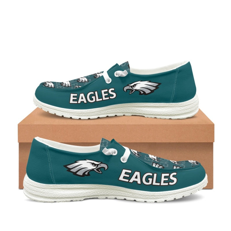 Philadelphia Eagles Green Team Name Logo Canvas Sneaker Shoes For Men Women Fans