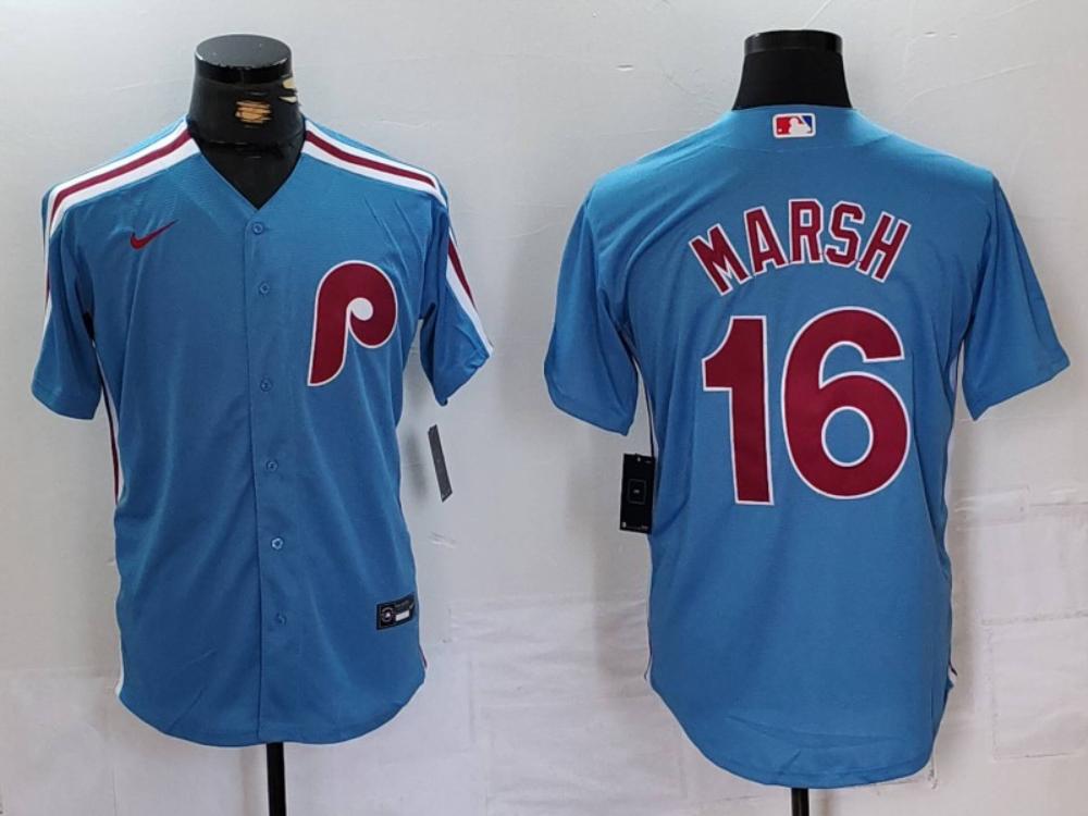 Philadelphia Phillies Brandon Marsh Light Blue Throwback Replica Jersey