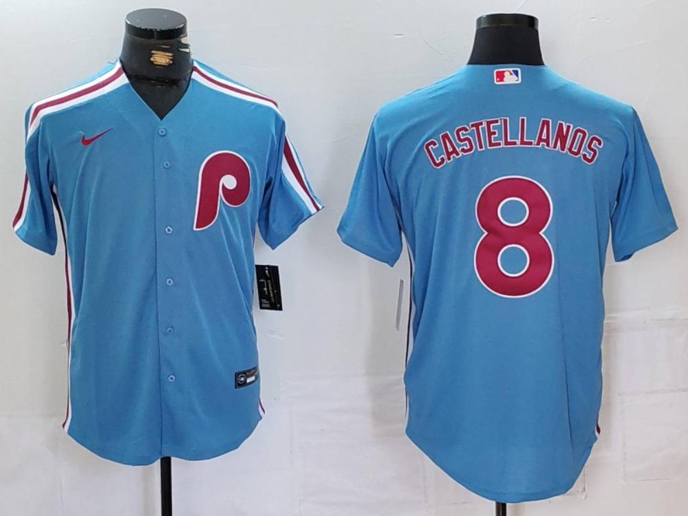 Philadelphia Phillies Nick Castellanos Light Blue Throwback Replica Jersey