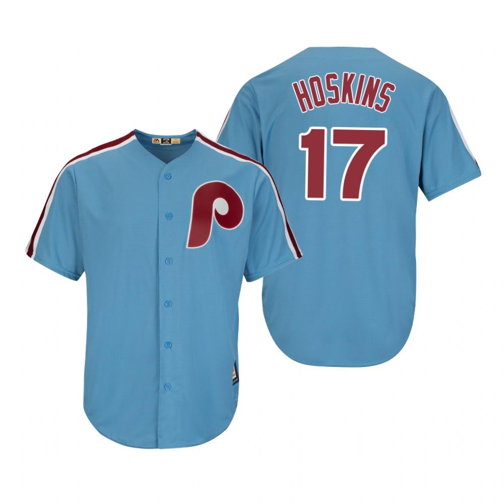 Philadelphia Phillies Rhys Hoskins Blue Throwback Jersey
