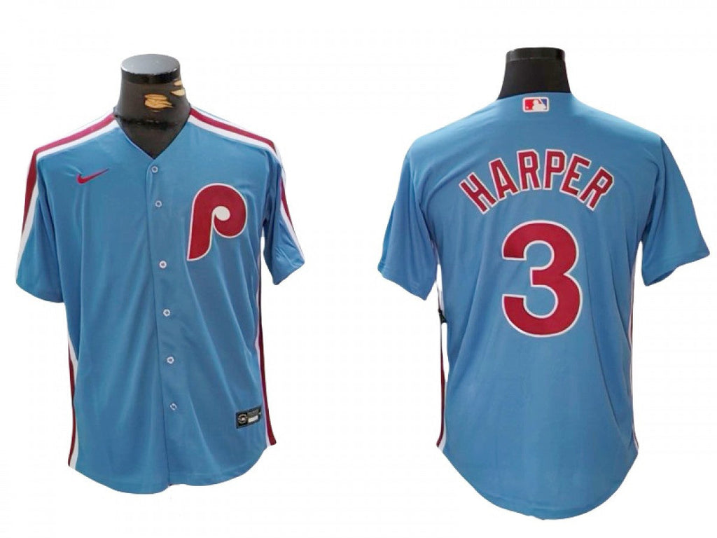 Philadelphia Phillies #3 Bryce Harper Alternate Jersey - Light Blue