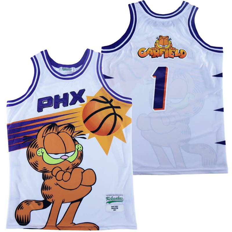 Phx #1 Garfield Movie Basketball Jersey White