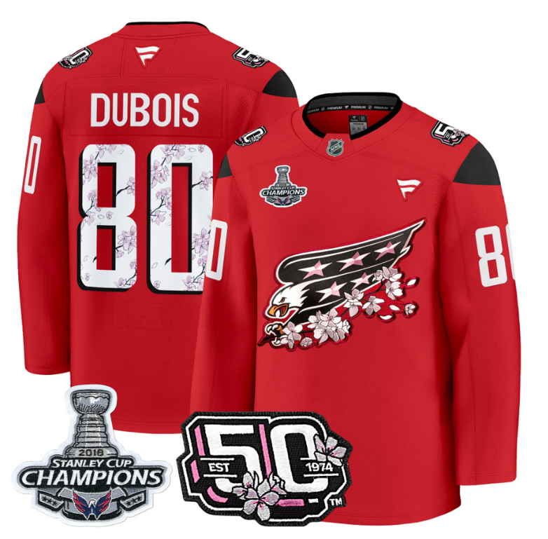 Pierre-Luc Dubois Jersey #80 Washington Capitals 50th 2018 Stanley Cup Champions Patch Red
