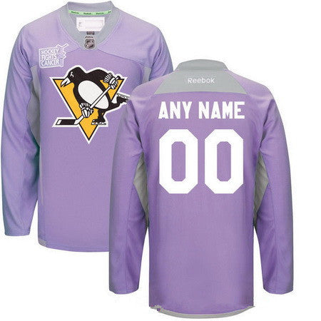 Pittsburgh Penguins Purple Pink Custom Reebok Hockey Fights Cancer Practice Jersey