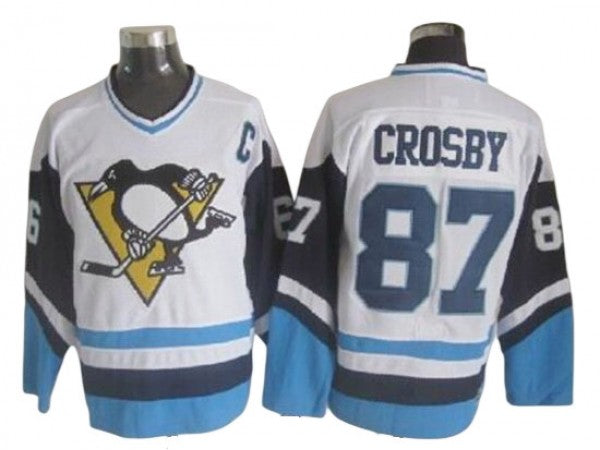 Pittsburgh Penguins #87 Sidney Crosby White&Blue 1978 Vintage CCM Jersey