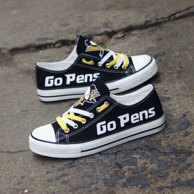 Pittsburgh Penguins Low Top Canvas Sport Sneakers Shoes For Men Women Fans