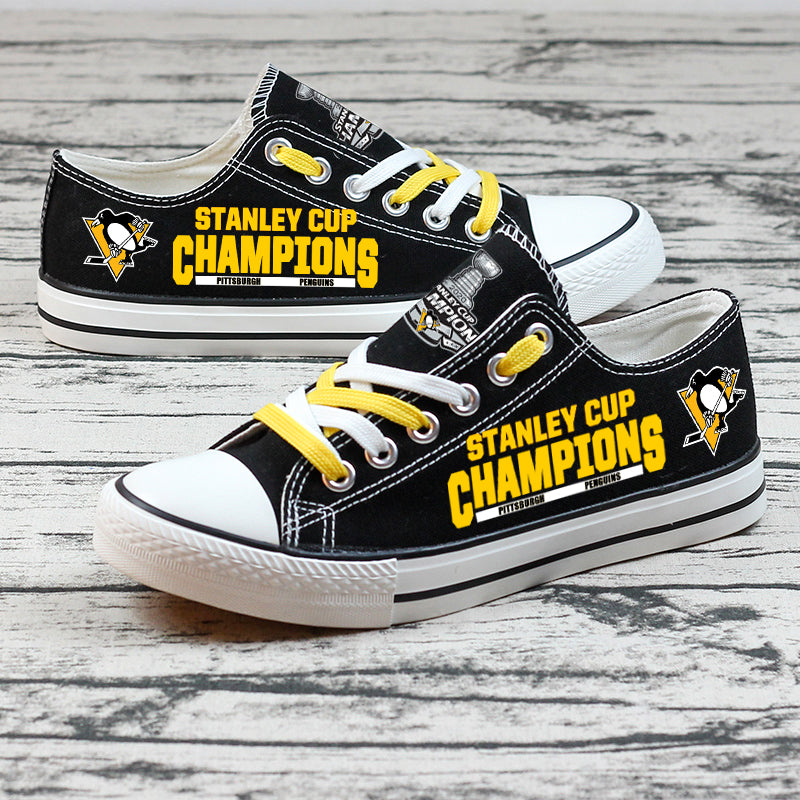 Pittsburgh Penguins Low Top Canvas Sport Sneakers Shoes For Men Women Fans