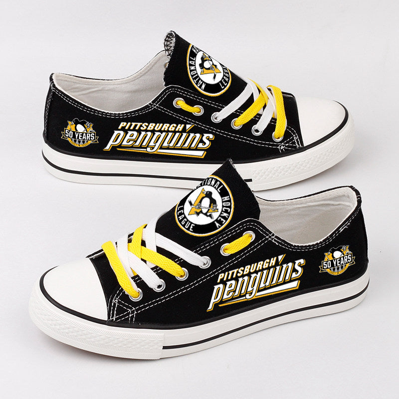 Pittsburgh Penguins Low Top Canvas Sport Sneakers Shoes For Men Women Fans