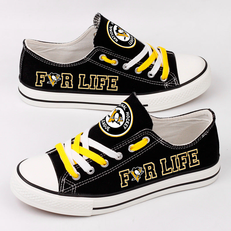 Pittsburgh Penguins Low Top Canvas Sport Sneakers Shoes For Men Women Fans