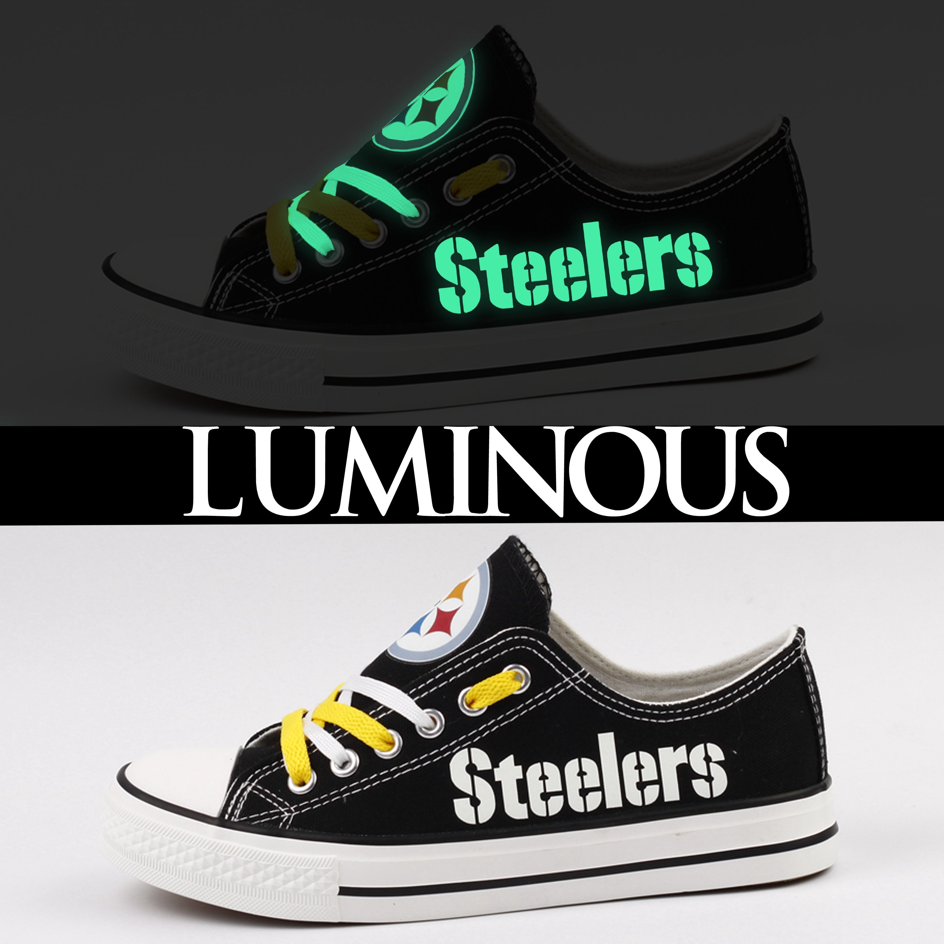 Pittsburgh Steelers Low Top Canvas Sport Sneakers Shoes For Men Women Fans